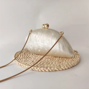 Crystal Formal Stones Fashion White Marble Acrylic  Box Clutch