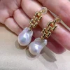Strong Bright White Baroque Earrings Elegant Style Jewelry