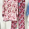 Trendy Double Breasted Sleeve Feather Printed Blazer Flare Pants Designer Suit Set - Image 3