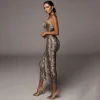 Trendy Leopard Sheath Spaghetti Strap High Stretch Bodycon Midi Dress - Image 3