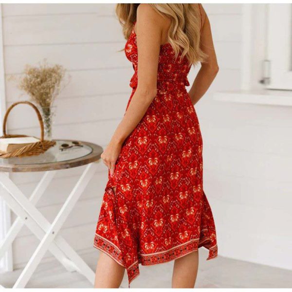 V Neck Split Two-Piece Casual Elastic Boho Beach Dress - Image 6