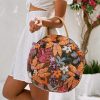 Floral Sequins and Straw Fashion Retro Ethnic Round Handbag - Image 2