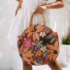 Floral Sequins and Straw Fashion Retro Ethnic Round Handbag - Image 3