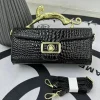 Crocodile Stone Pattern Fashion Golden Metal Handle Designer Shoulder Cross Body Bags - Image 2