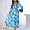 Round Neck Long Sleeved Fringe Leisure Prom Elegant Maxi Dresses
