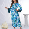 Round Neck Long Sleeved Fringe Leisure Prom Elegant Maxi Dresses - Image 6