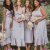 A-Line Fashion Tea-Length Backless Bridesmaid Dresses Gowns - Image 2