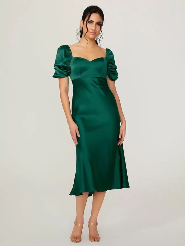 Elastic Silk Short Sleeves fashion Sweetheart Neck Backless Short Bridesmaid Dress - Image 9