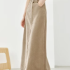 A-Line Loose Fashion Solid Style High Waist Elegant And Vintage Maxi Skirts - Image 2