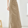 A-Line Loose Fashion Solid Style High Waist Elegant And Vintage Maxi Skirts - Image 3