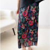 A-Line Pleated Retro Floral Long And Midi-Ancient Tassel Elegant Skirts - Image 2