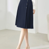A-Line Pleated Waist Solid Knee Length Elastic Irregular Elegant Mini Skirts - Image 6