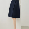 A-Line Pleated Waist Solid Knee Length Elastic Irregular Elegant Mini Skirts