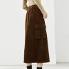 Cargo Style Straight Ealstic Waist Split Vintage And Beautiful Midi Skirts - Image 10