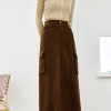 Cargo Style Straight Ealstic Waist Split Vintage And Beautiful Midi Skirts - Image 8