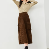 Cargo Style Straight Ealstic Waist Split Vintage And Beautiful Midi Skirts - Image 5