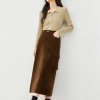 Cargo Style Straight Ealstic Waist Split Vintage And Beautiful Midi Skirts - Image 4