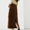 Cargo Style Straight Ealstic Waist Split Vintage And Beautiful Midi Skirts - Image 3