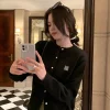 Cashmere cardigan round neck loose long sleeved embroidered knitted sweater - Image 2
