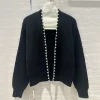 Casual Beading Pearl Decorative cashmere long sleeved outerwears Sweaters - Image 5