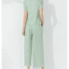 Casual Pieces Set Short Sleeve Round Collar Elegant Top And Pockets Pants - Image 4