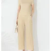 Casual Pieces Set Short Sleeve Round Collar Elegant Top And Pockets Pants - Image 5