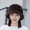 Casual Striped Natural Warm Knitted Quality Outdoor Genuine Mink Fur Caps - Image 12