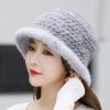 Casual Striped Natural Warm Knitted Quality Outdoor Genuine Mink Fur Caps - Image 11