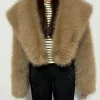 Causal Open Stitch Imitation Fur Lapel Long Sleeves Solid Color Versatile Coats - Image 6