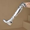 Causal Side Zipper Round Toe Street Style Height Increasing Knee High Boots - Image 9