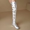 Causal Side Zipper Round Toe Street Style Height Increasing Knee High Boots - Image 8