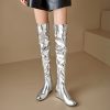 Causal Side Zipper Round Toe Street Style Height Increasing Knee High Boots - Image 6