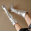Causal Side Zipper Round Toe Street Style Height Increasing Knee High Boots - Image 4