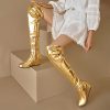 Causal Side Zipper Round Toe Street Style Height Increasing Knee High Boots - Image 13