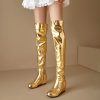 Causal Side Zipper Round Toe Street Style Height Increasing Knee High Boots - Image 12