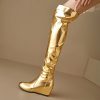 Causal Side Zipper Round Toe Street Style Height Increasing Knee High Boots - Image 14