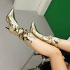Causal Solid SLIP-ON pointed patent leather high-heeled oversized short boots - Image 7