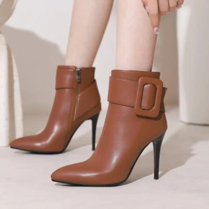 Classic Solid Buckles Pointed Toe Short For High Heels Office Lady Boots12. Classic Solid Buckles Pointed Toe Short For High Heels Office Lady Boots
