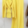 Diamonds Beaded Notched button fly Slit Blazer Runway HIGH STREET Straight Pants Suit Set - Image 2