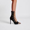 Elegant Solid Metal Chain Pointed Microfiber High Heels Mid-Calf Boots - Image 3