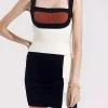 Elegant Spaghetti Strap Square Neck Sleeveless Evening Party Bodycon Bandage Mini Dresses