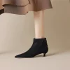 Elegant crystal decoration back zip natural suede leather kitten heel evening ankle boots - Image 8