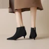 Elegant crystal decoration back zip natural suede leather kitten heel evening ankle boots - Image 6