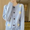 Elegant temperament three-dimensional embroidered lace collar cardigan sweater - Image 2