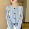 Elegant temperament three-dimensional embroidered lace collar cardigan sweater - Image 3