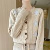 Elegant temperament three-dimensional embroidered lace collar cardigan sweater - Image 5