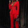 Formal Cutout Slim Fit Jacket Long Sleeve Blazer Two Piece Suit - Image 2