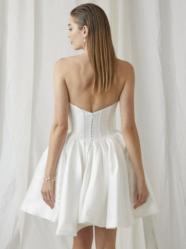 Lace Sweetheart Neck Sleeveless Natural Waist Bridal Short Wedding Dress - Image 5