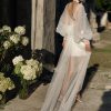 Lace V-Neck Long Sleeves Sheath Natural Waist Stretch Crepe Short Bridal Short Wedding Dress - Image 6