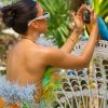 Luxury Backless Halter Feather sleeveless Evening Party Club Bodycon Mini Dress - Image 3